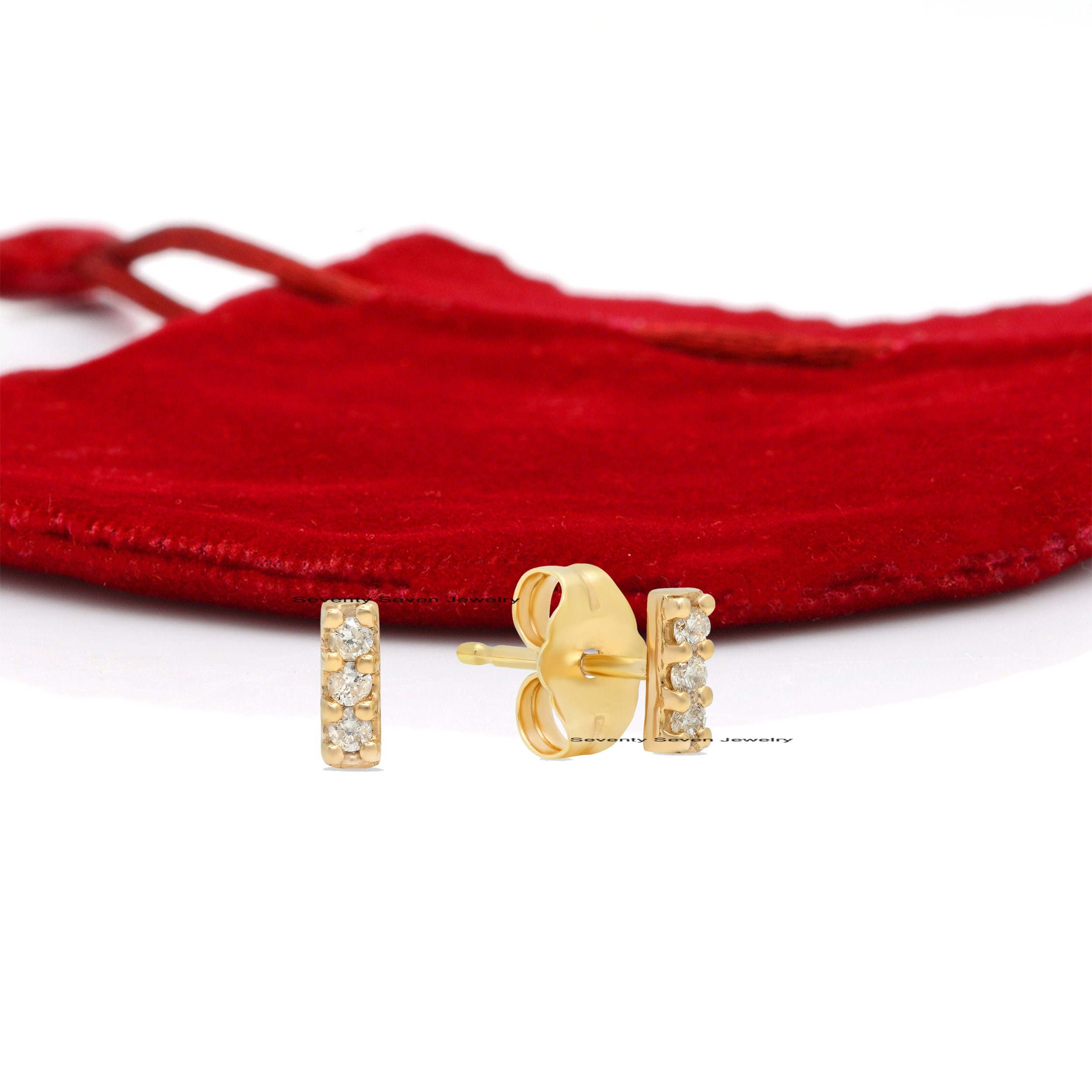 9K Gold Turquoise Bar Stud Earrings: Minimalist Dainty Studs - View 3 - Seventy Seven Jewelry | SKU: SSMJE842-9KYGDI-2026 9K Gold Turquoise Bar Stud Earrings: Minimalist Dainty Studs - View 3 - Seventy Seven Jewelry | SKU: SSMJE842-9KYGDI-2026