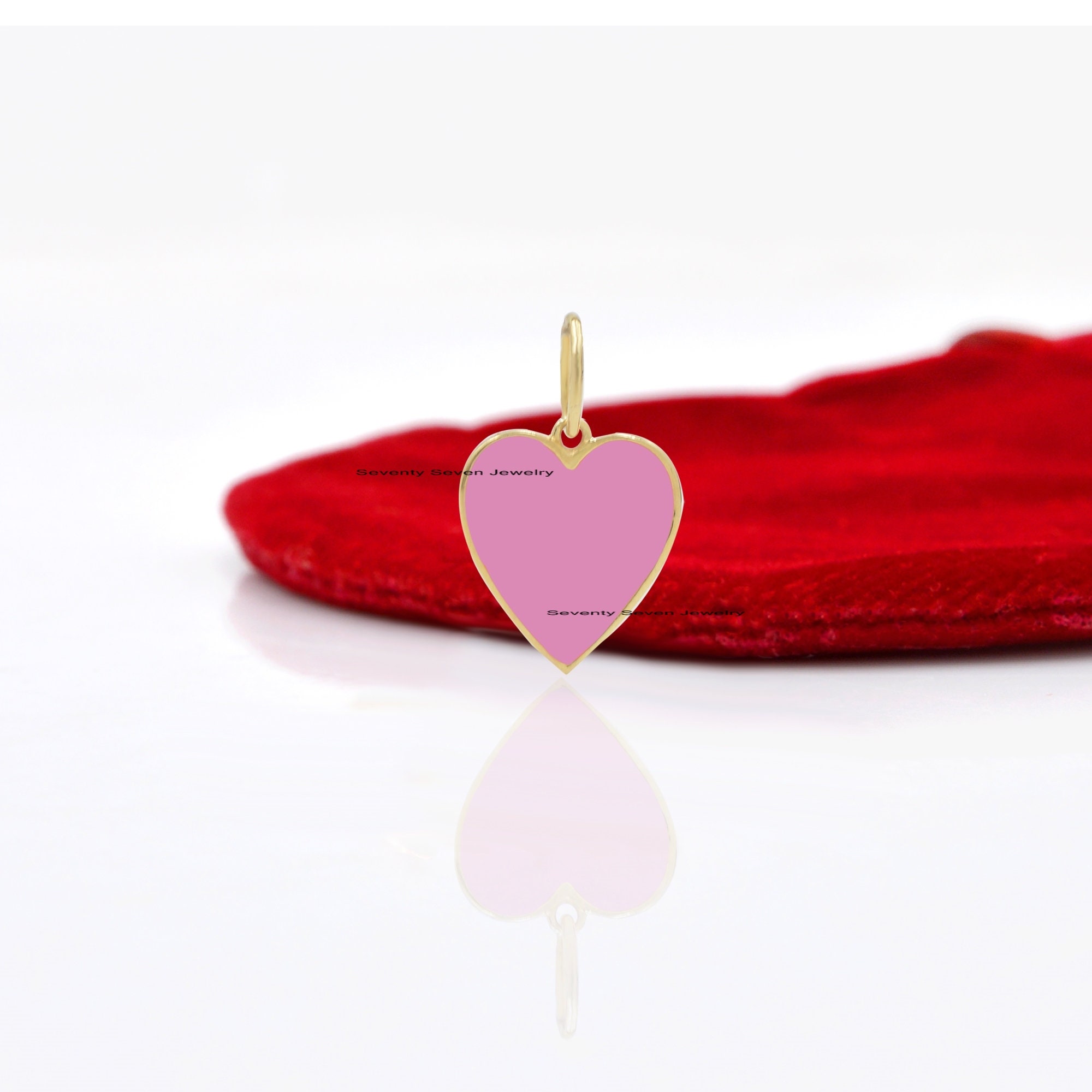 9K Gold Heart Pendant: Enamel Charm Jewelry - View 4 - Seventy Seven Jewelry | SKU: SSMJP507-9KYGELB-21M-2026 9K Gold Heart Pendant: Enamel Charm Jewelry - View 4 - Seventy Seven Jewelry | SKU: SSMJP507-9KYGELB-21M-2026