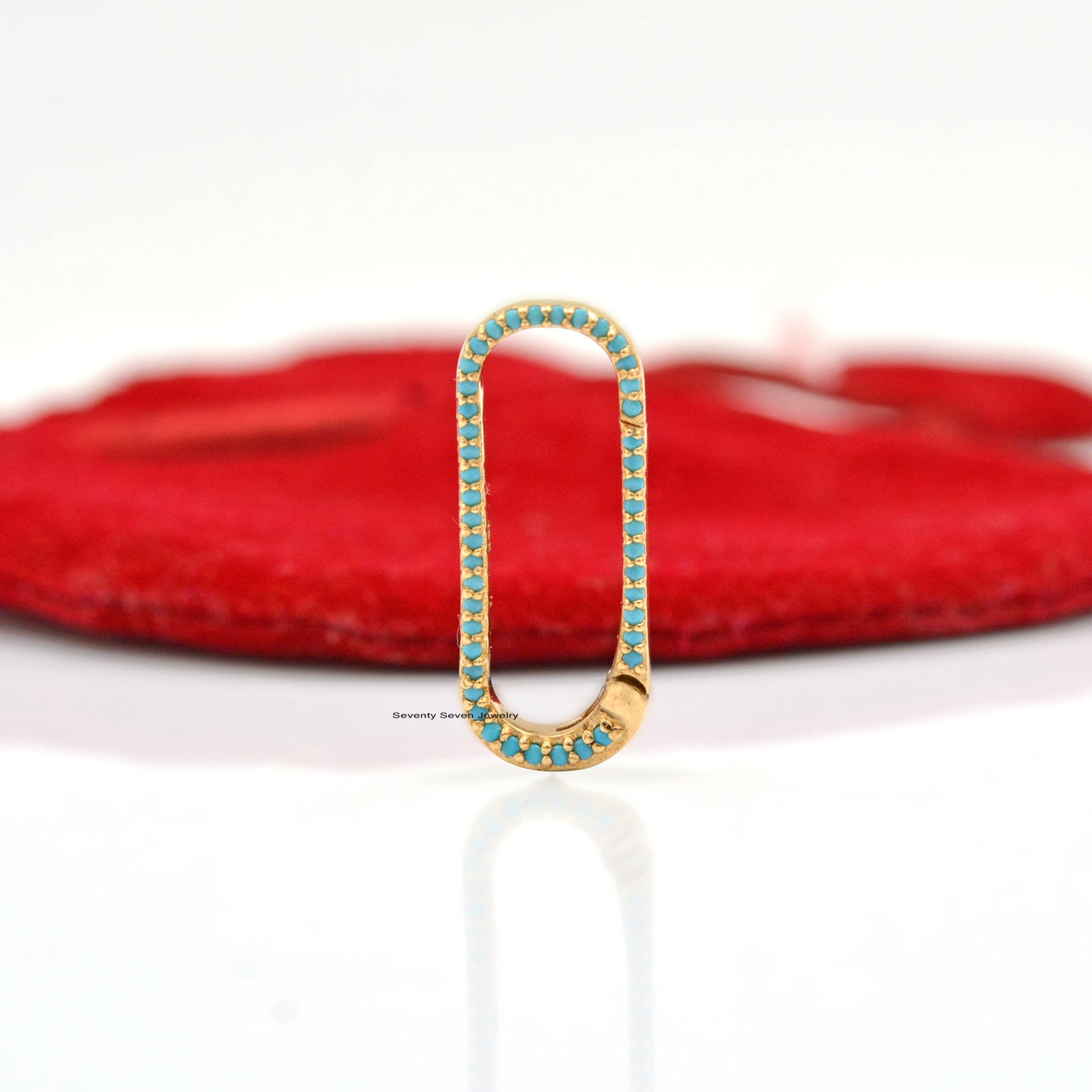 Diamond Sterling Silver Enhancer Lock: Oval Link Charm Holder - View 6 - Seventy Seven Jewelry | SKU: SSMJP73-SLYGDI-2026 Diamond Sterling Silver Enhancer Lock: Oval Link Charm Holder - View 6 - Seventy Seven Jewelry | SKU: SSMJP73-SLYGDI-2026