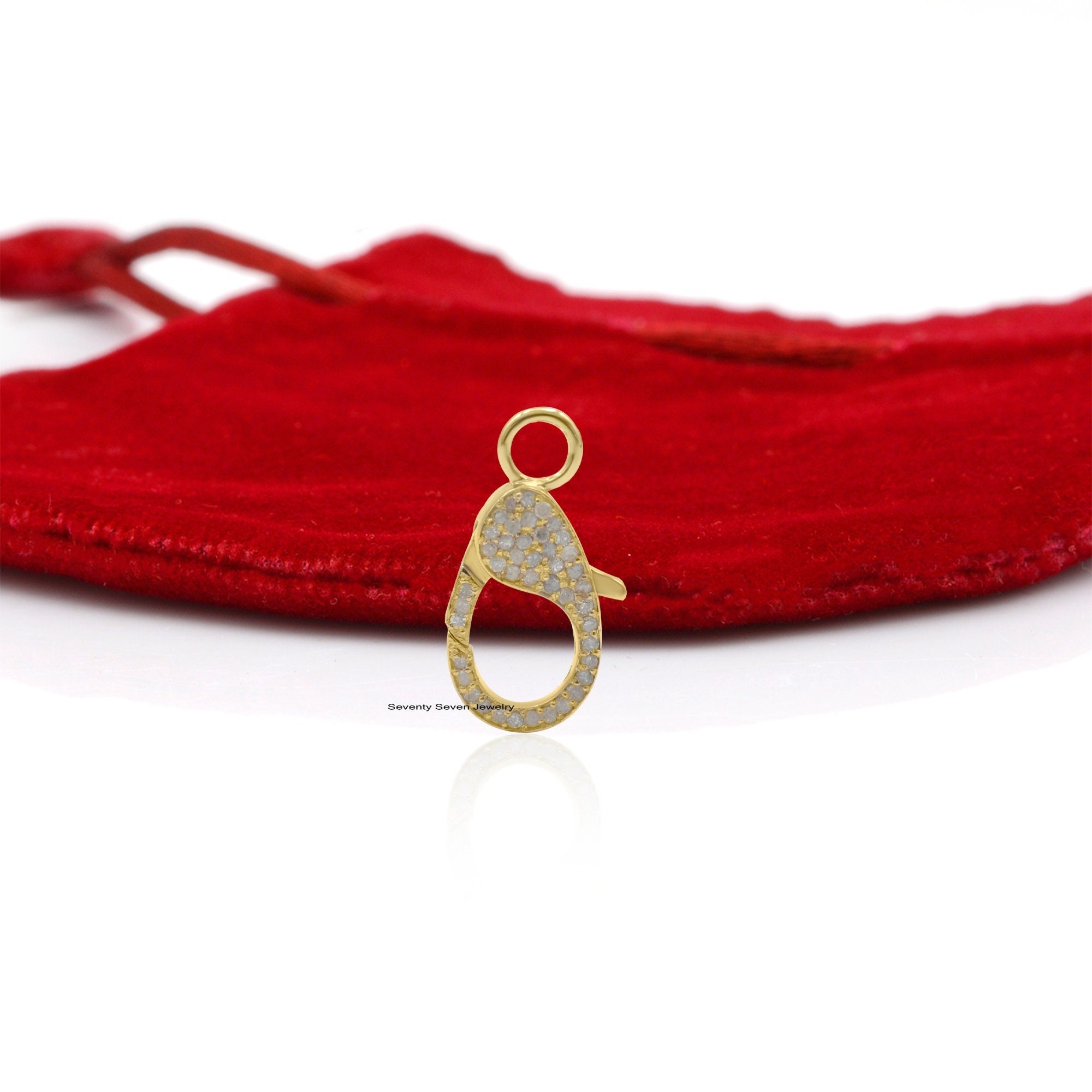 925 Silver Diamond Lobster Lock: Gemstone Clasp (22 MM) - View 3 - Seventy Seven Jewelry | SKU: SSMJF114-SLYGCZ,SSMJF114-SLYG 925 Silver Diamond Lobster Lock: Gemstone Clasp (22 MM) - View 3 - Seventy Seven Jewelry | SKU: SSMJF114-SLYGCZ,SSMJF114-SLYG