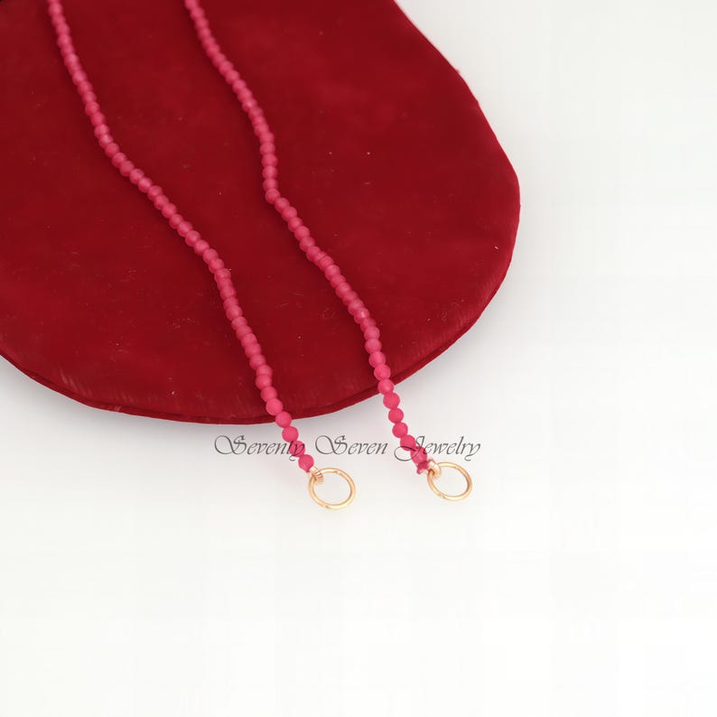 14k Gold Bead Necklace: Enhancer Carabiner Chain image 18