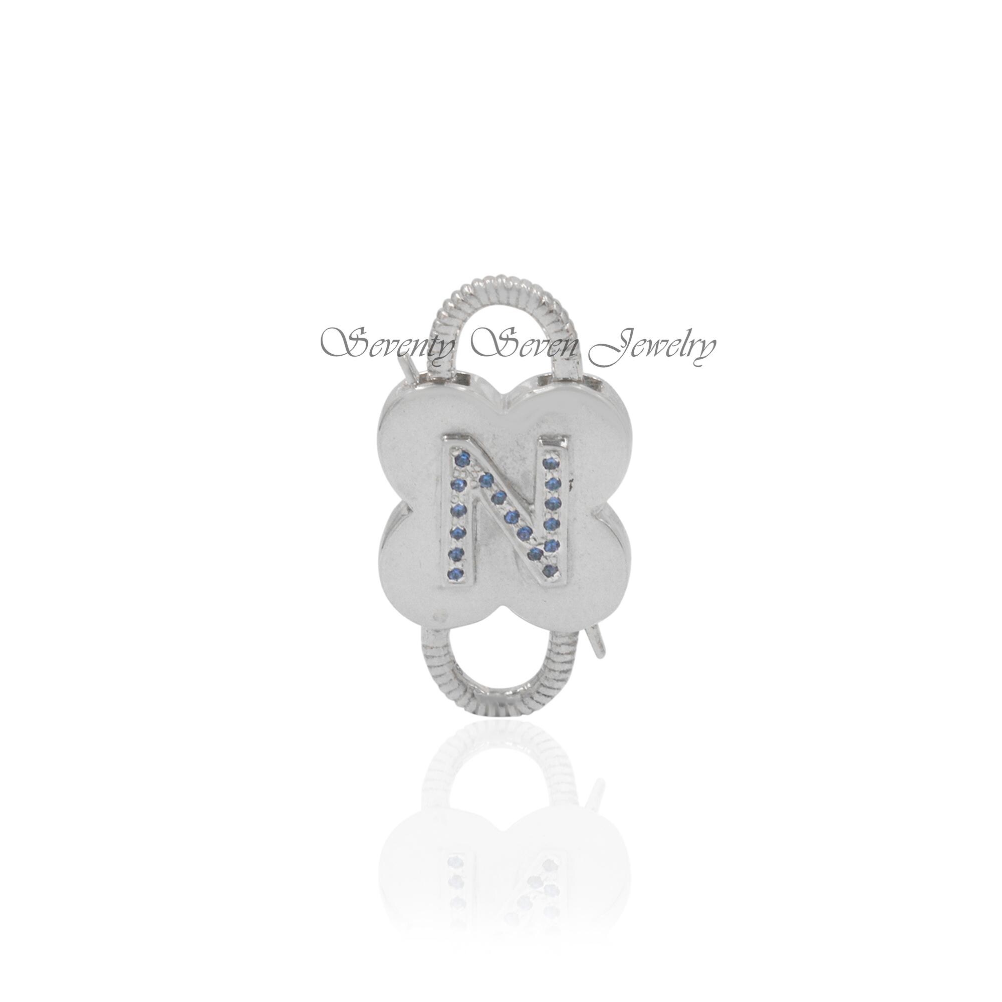 925 Silver Turquoise Initial Padlock: Gemstone Letter - View 5 - Seventy Seven Jewelry | SKU: SSMJP25-SLYGTQ-A-N47-2026 925 Silver Turquoise Initial Padlock: Gemstone Letter - View 5 - Seventy Seven Jewelry | SKU: SSMJP25-SLYGTQ-A-N47-2026
