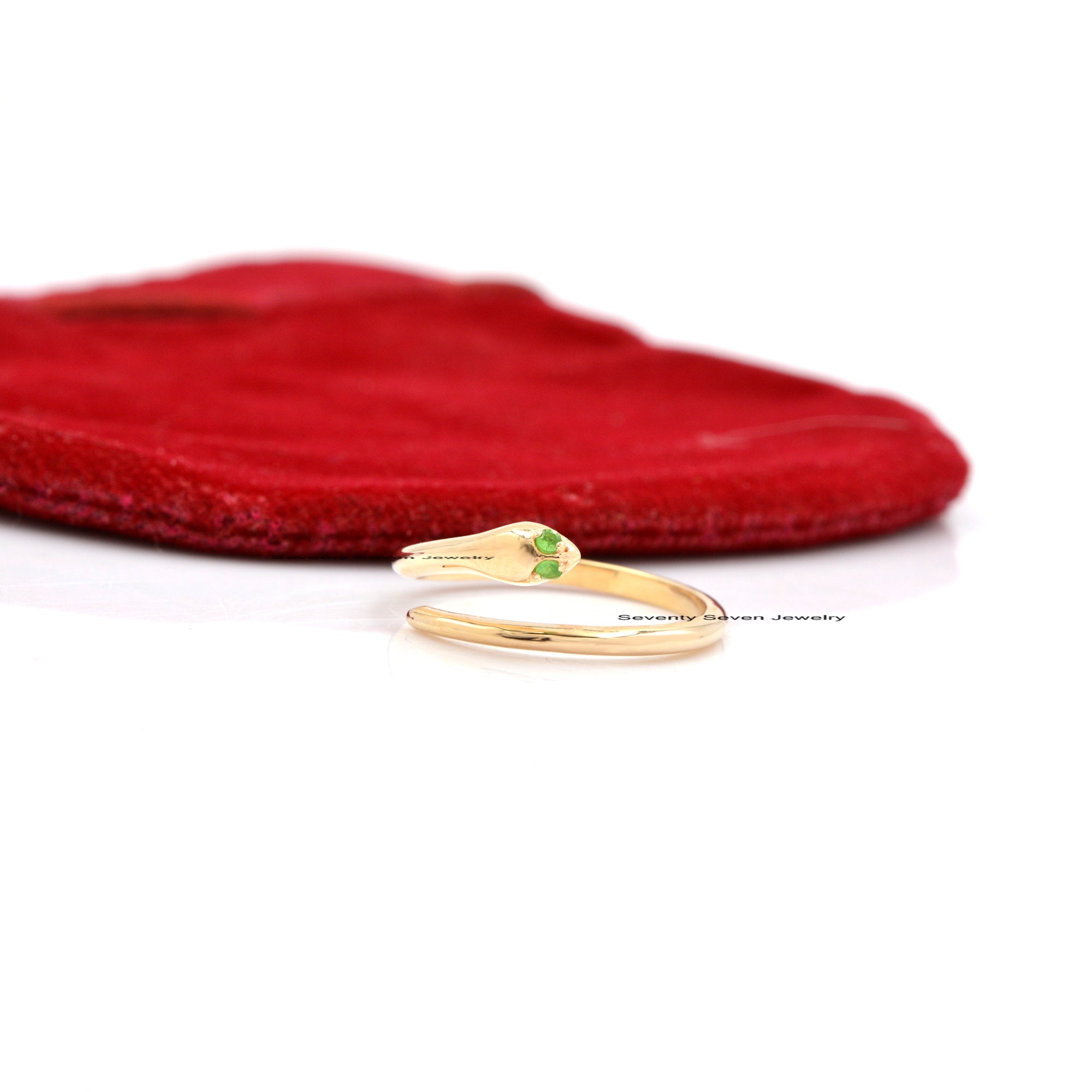14K Solid Gold Diamond Snake Ring: Minimalist Jewelry - View 2 - Seventy Seven Jewelry | SKU: SSMJR03-14KYGDI-2026 14K Solid Gold Diamond Snake Ring: Minimalist Jewelry - View 2 - Seventy Seven Jewelry | SKU: SSMJR03-14KYGDI-2026