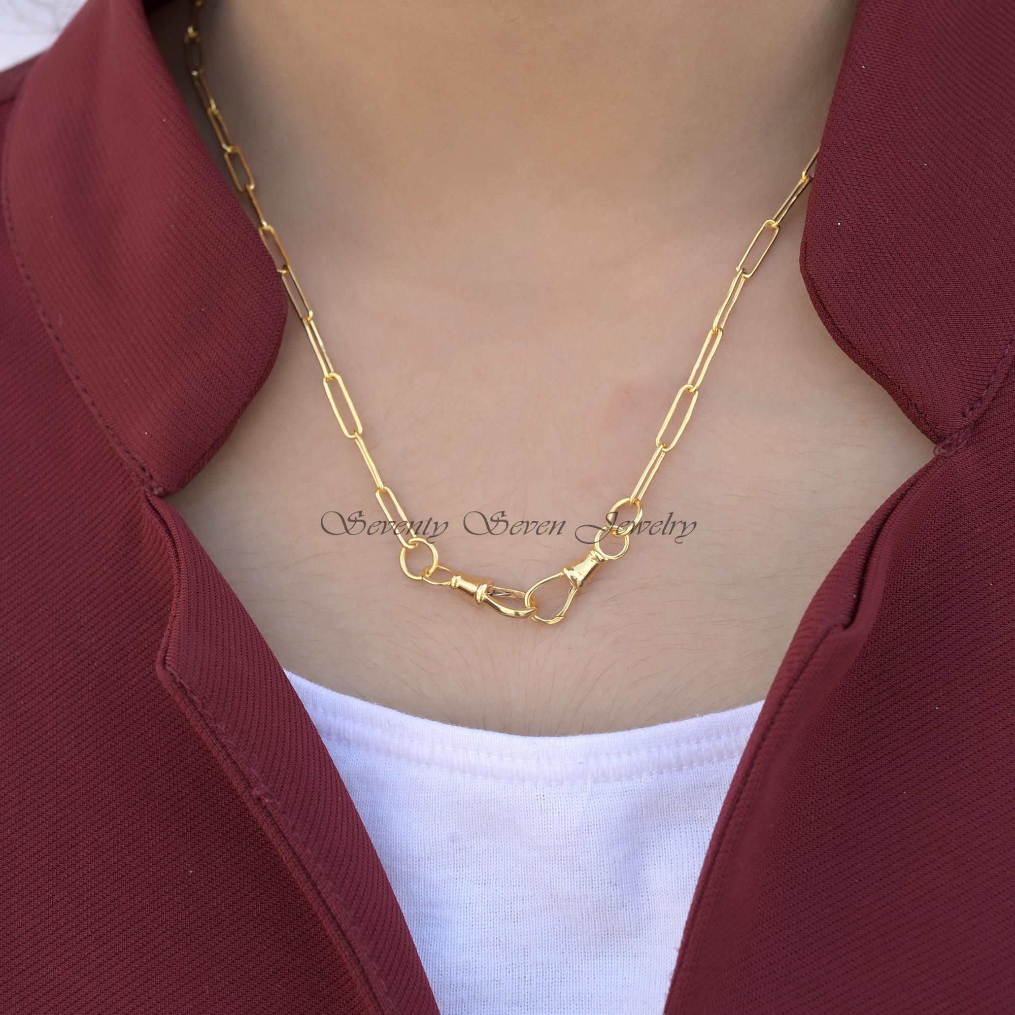925 Sterling Silver Swivel Link Chain Necklace with Lock - View 3 - Seventy Seven Jewelry | SKU: SSG2-SLYG-11M-24I-F09-2Q 925 Sterling Silver Swivel Link Chain Necklace with Lock - View 3 - Seventy Seven Jewelry | SKU: SSG2-SLYG-11M-24I-F09-2Q