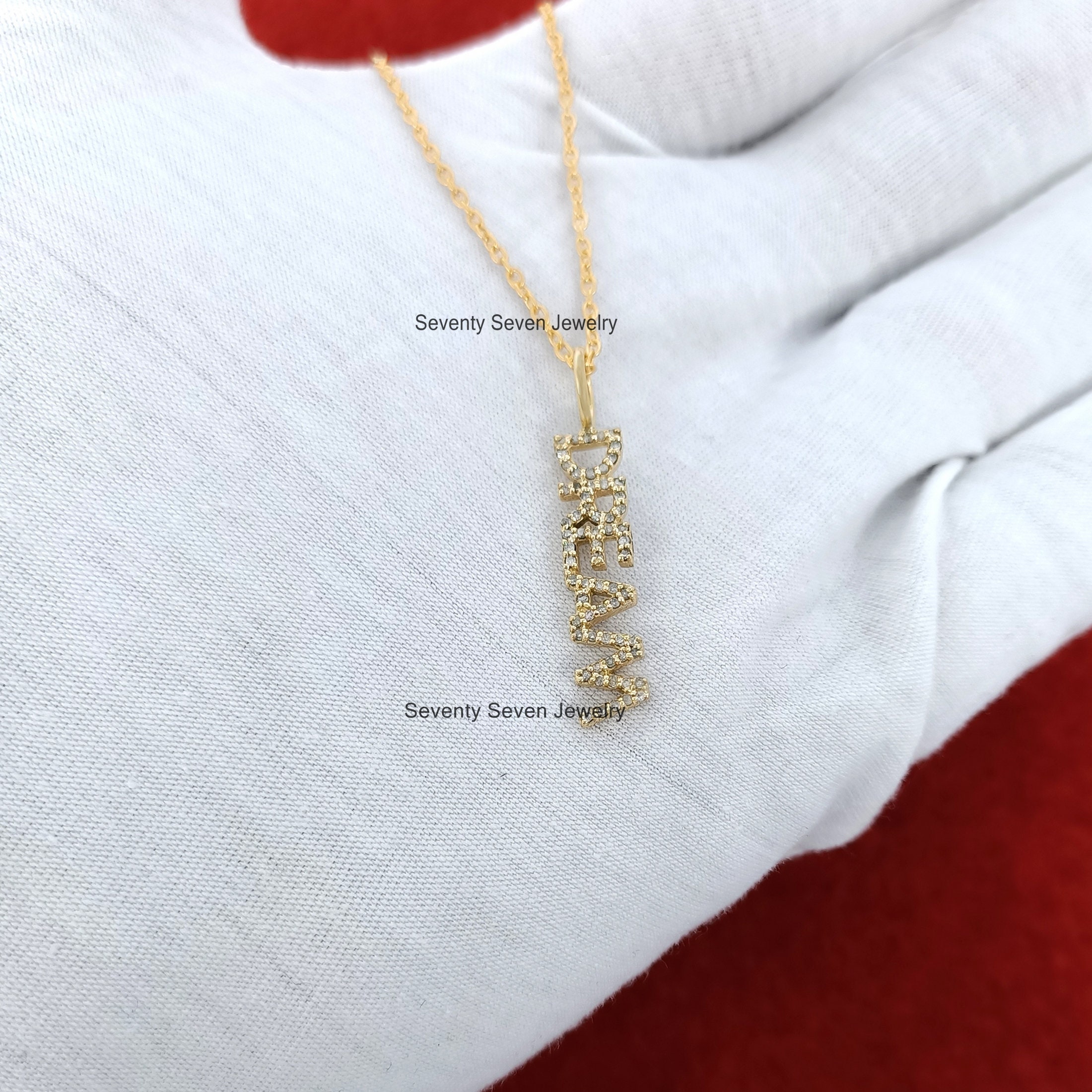 9K Gold Diamond Initial Pendant - Custom Letter Name Necklace - View 5 - Seventy Seven Jewelry | SKU: SSMJP514-9KYGDI-2026