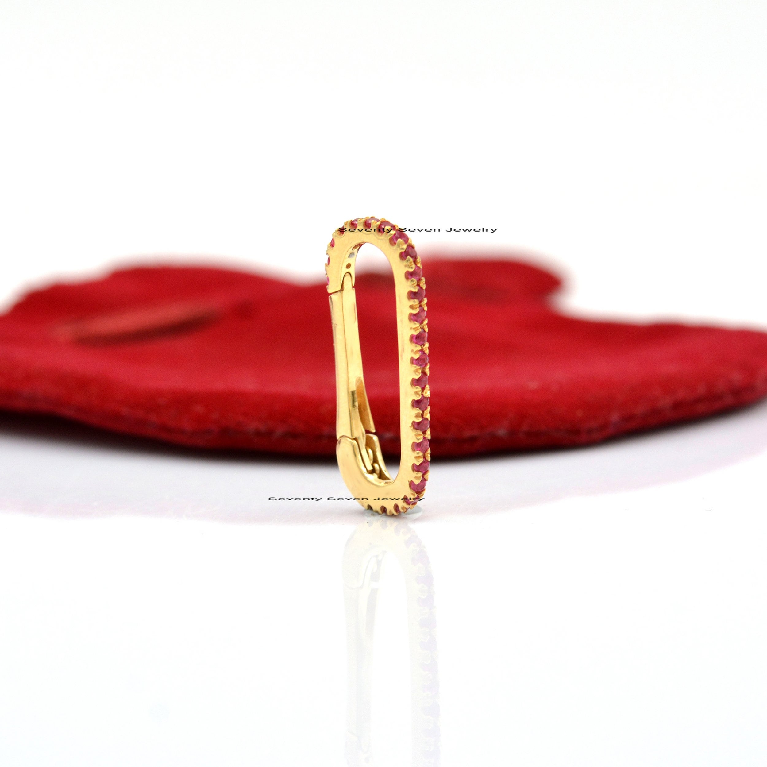9K Gold Turquoise Enhancer Lock: Oval Charm Holder (25x10 MM) - View 3 - Seventy Seven Jewelry | SKU: SSMJH228-9KYGDI-2026,SS 9K Gold Turquoise Enhancer Lock: Oval Charm Holder (25x10 MM) - View 3 - Seventy Seven Jewelry | SKU: SSMJH228-9KYGDI-2026,SS