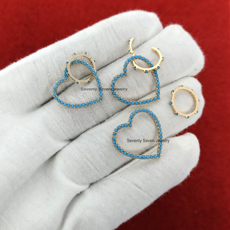 925 Silver Circle Heart Enhancer Necklace Turquoise Heart Etsy
