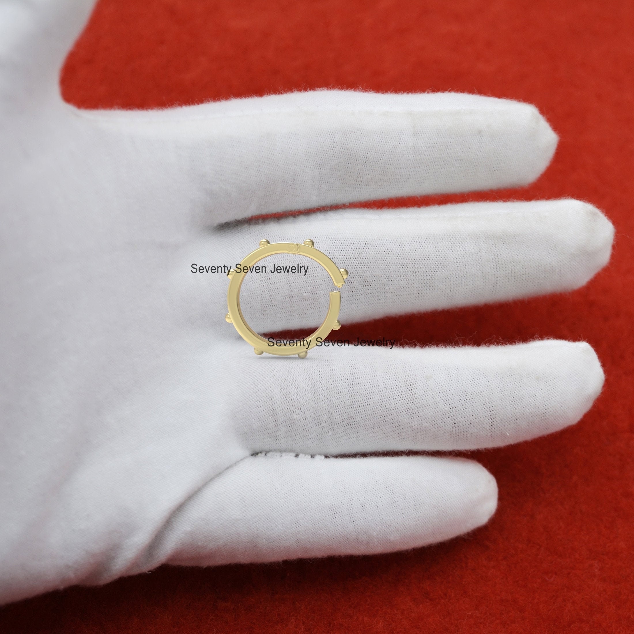 18K Solid Gold Ball Charm Holder: Enhancer Link Lock, 15mm - View 4 - Seventy Seven Jewelry | SKU: SSMJH448-18KYG-2026 18K Solid Gold Ball Charm Holder: Enhancer Link Lock, 15mm - View 4 - Seventy Seven Jewelry | SKU: SSMJH448-18KYG-2026