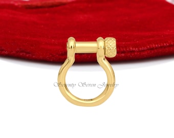 Sterling Silver Shackle Lock: Screw Carabiner Connector (25x20 MM)