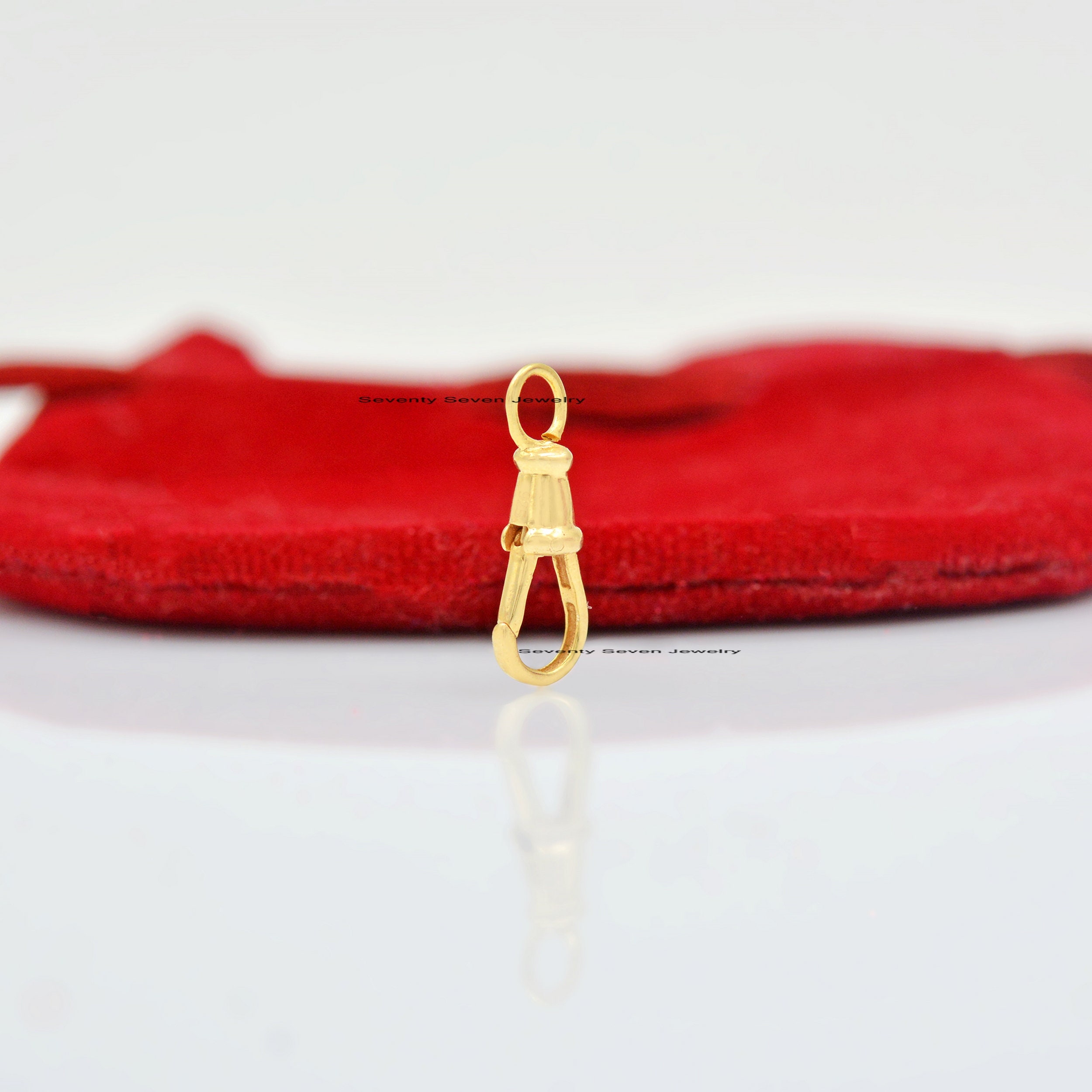 9k Gold Swivel Lock Pendant, Handmade Enhancer (18x7 MM) - View 4 - Seventy Seven Jewelry | SKU: SSMJF212-9KYG-2026 9k Gold Swivel Lock Pendant, Handmade Enhancer (18x7 MM) - View 4 - Seventy Seven Jewelry | SKU: SSMJF212-9KYG-2026