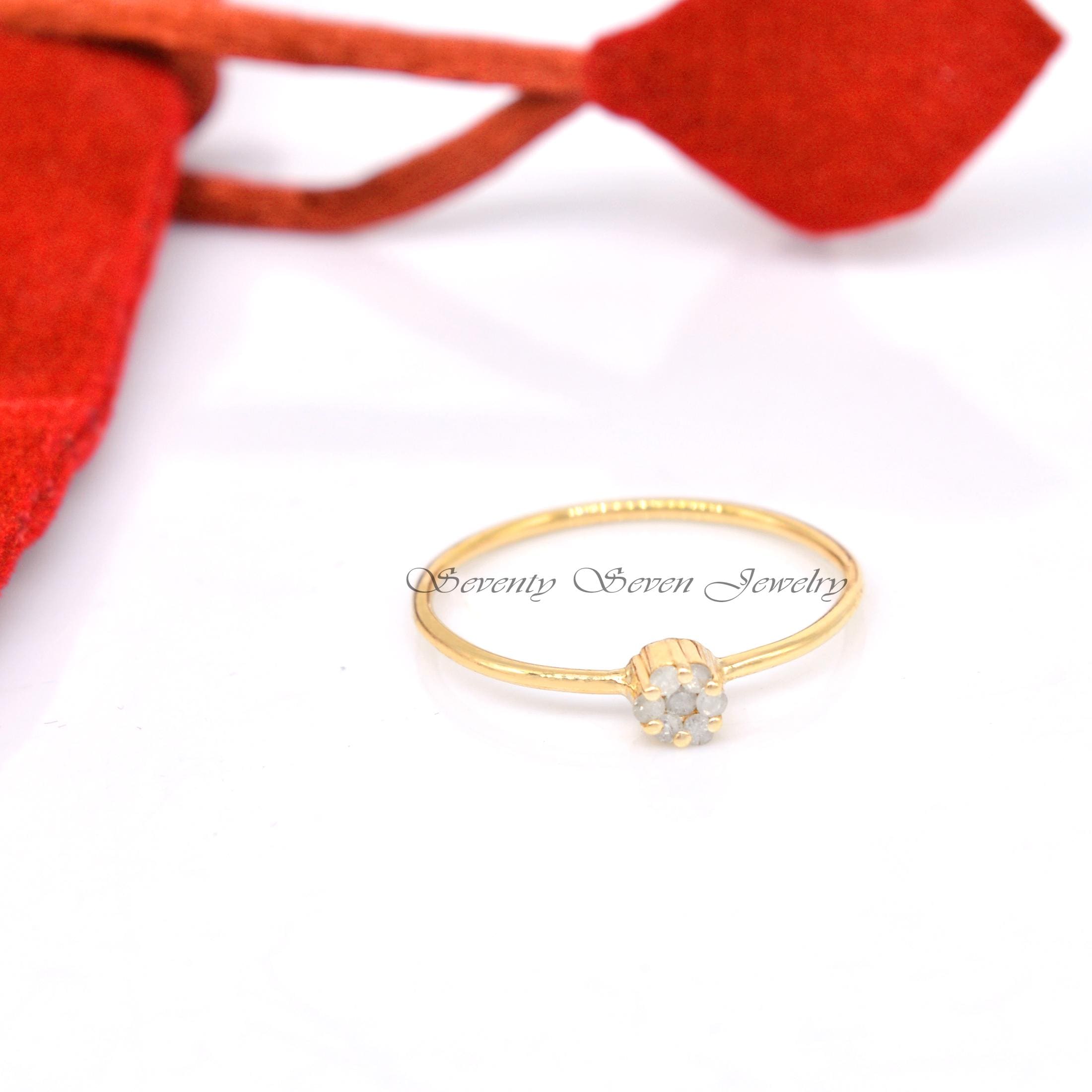 9K Gold Diamond Flower Ring: Floral Promise Band - View 4 - Seventy Seven Jewelry | SKU: SSMJR388-9KYGDI-2026 9K Gold Diamond Flower Ring: Floral Promise Band - View 4 - Seventy Seven Jewelry | SKU: SSMJR388-9KYGDI-2026