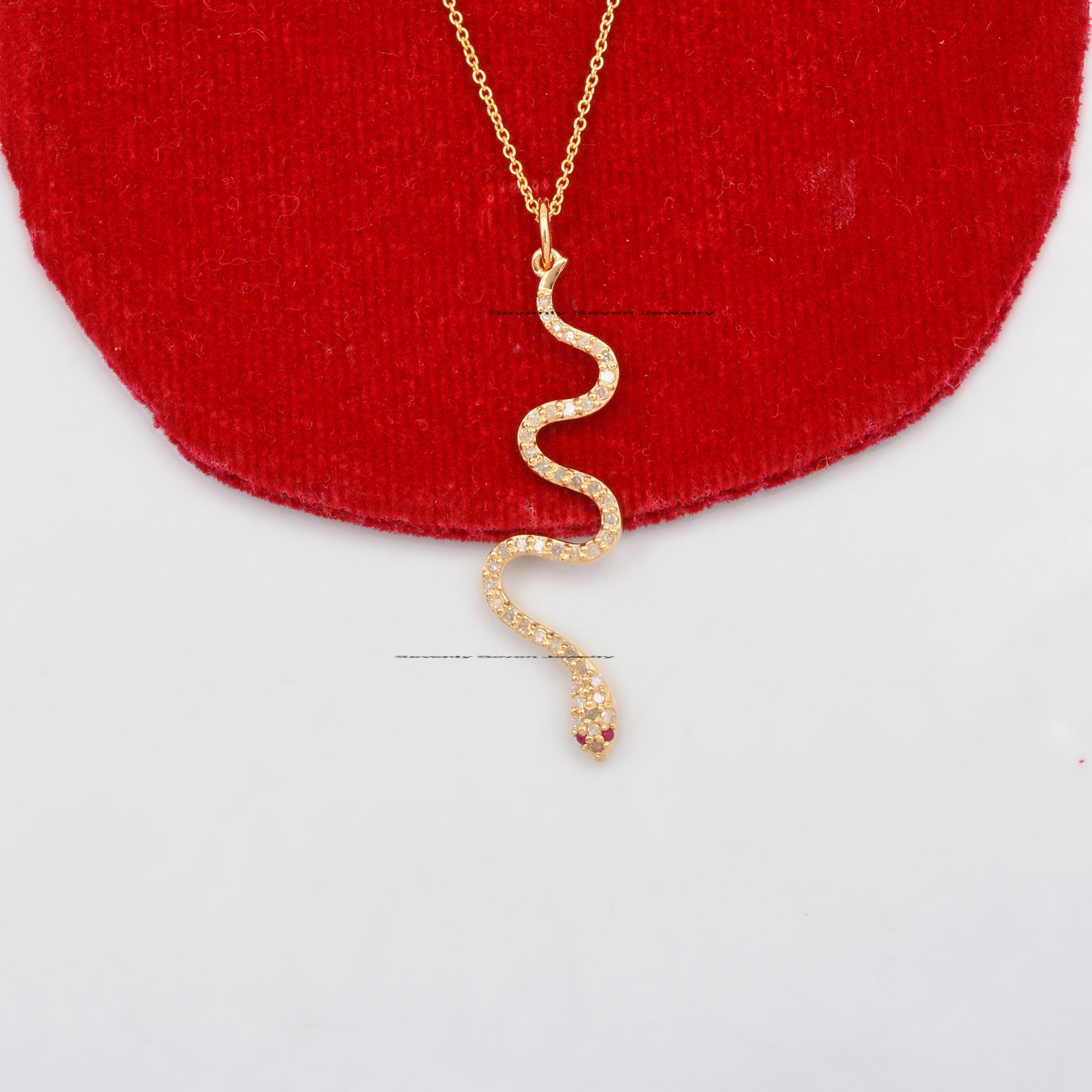 925 Silver Diamond Snake Necklace Snake Charm Jewelry Etsy