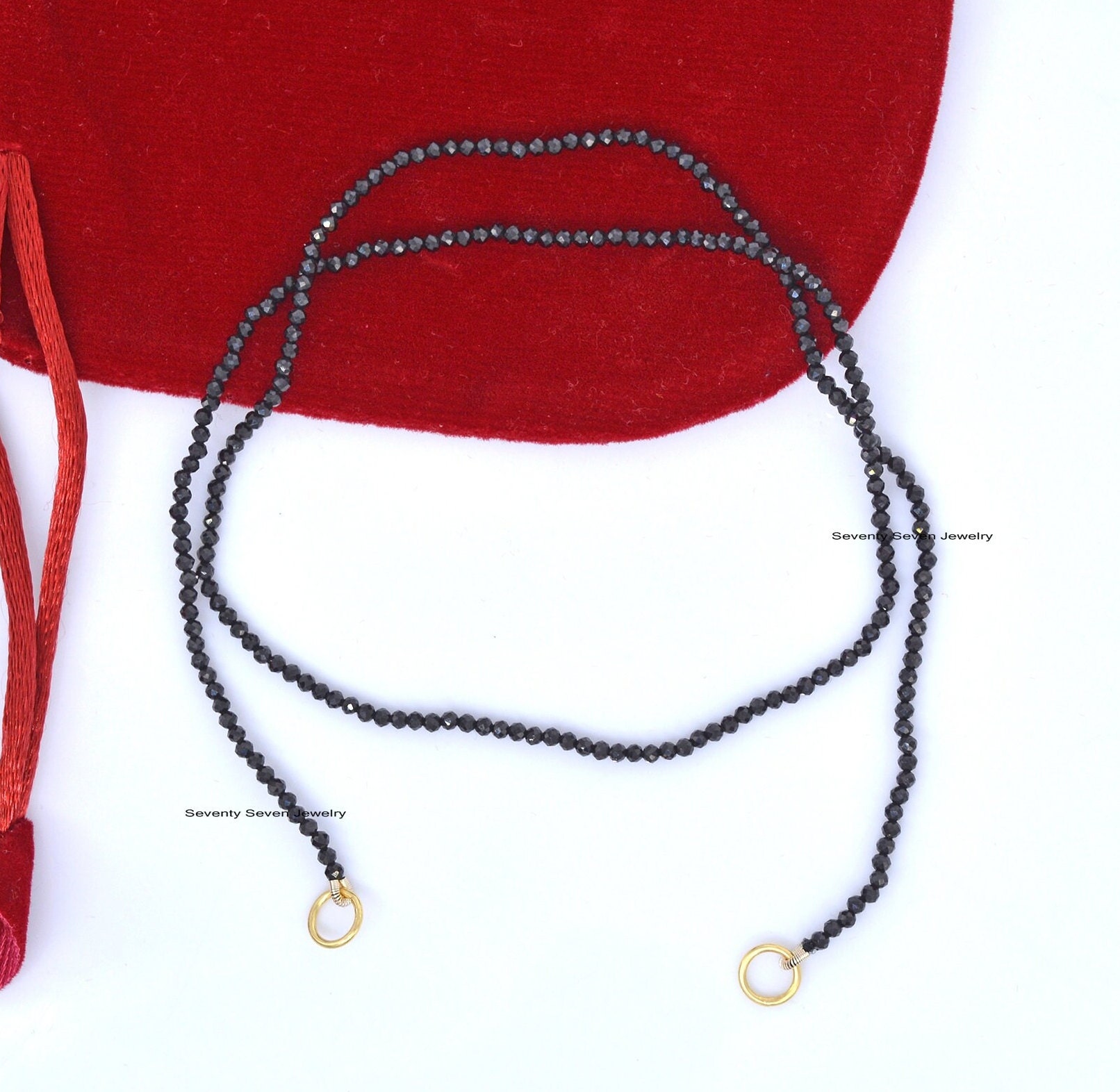 Sterling Silver Turquoise Bead Chain Necklace with Enhancer - View 3 - Seventy Seven Jewelry | SKU: SSMJN219-SLYGPL Sterling Silver Turquoise Bead Chain Necklace with Enhancer - View 3 - Seventy Seven Jewelry | SKU: SSMJN219-SLYGPL