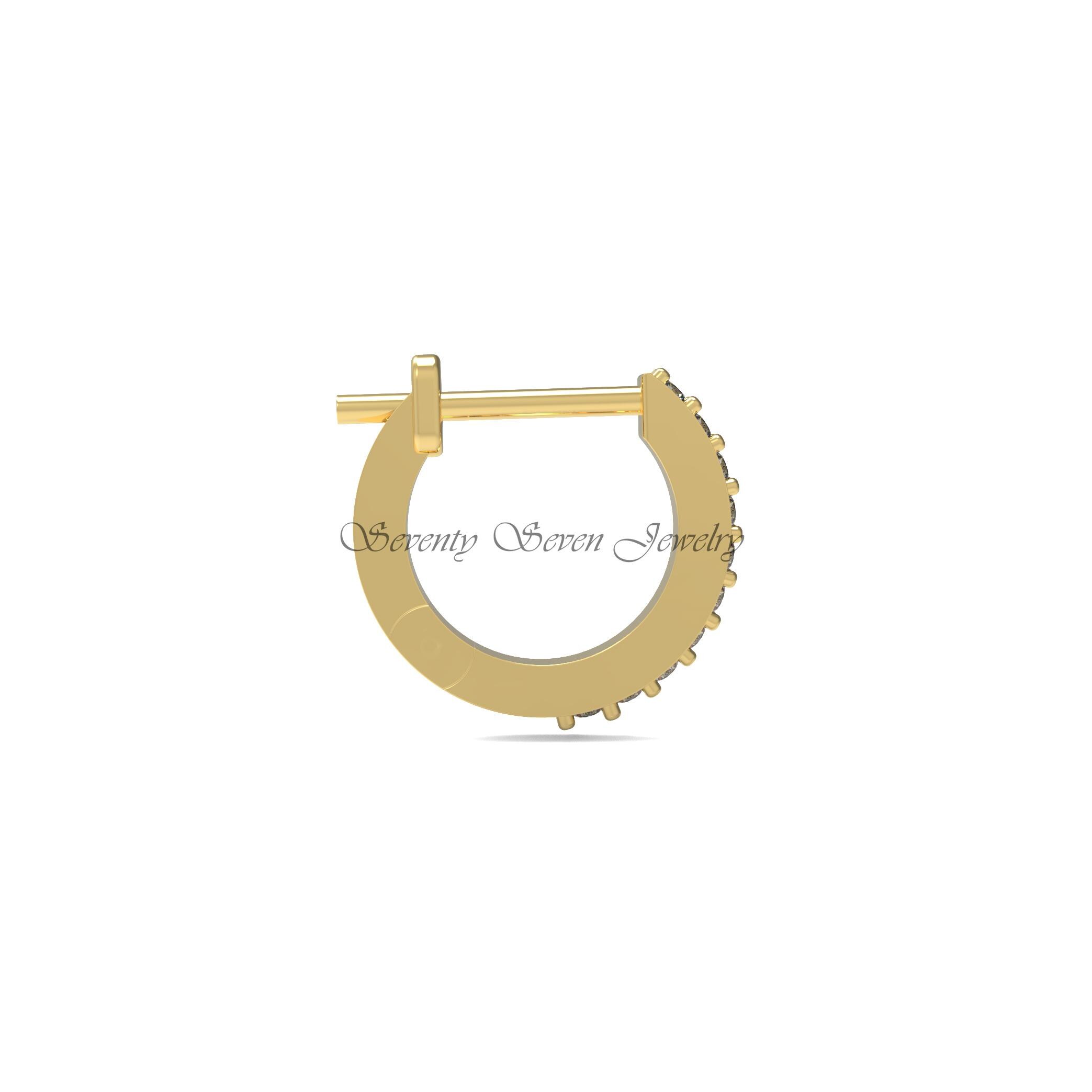 9K Gold Hoop Earrings, Tiny Gemstone Studs, Wholesale Prices Available - View 5 - Seventy Seven Jewelry | SKU: SSMJE66- 9K Gold Hoop Earrings, Tiny Gemstone Studs, Wholesale Prices Available - View 5 - Seventy Seven Jewelry | SKU: SSMJE66-