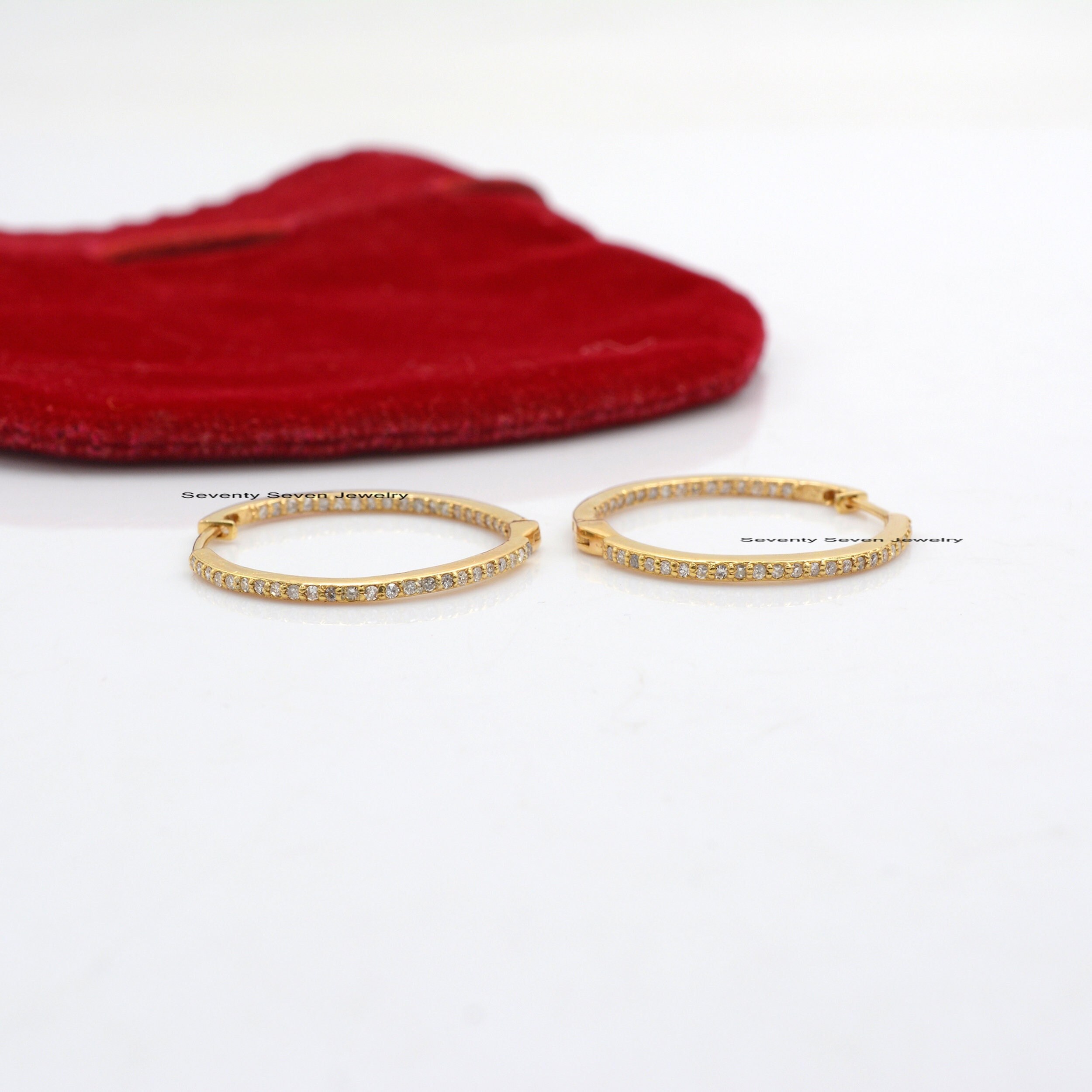 Pave Diamond Silver Hoops: Extra Long Earrings - View 7 - Seventy Seven Jewelry | SKU: SSMJE12-SLYGDI-25M,SSMJE12-SLYGCZ-25M, Pave Diamond Silver Hoops: Extra Long Earrings - View 7 - Seventy Seven Jewelry | SKU: SSMJE12-SLYGDI-25M,SSMJE12-SLYGCZ-25M,