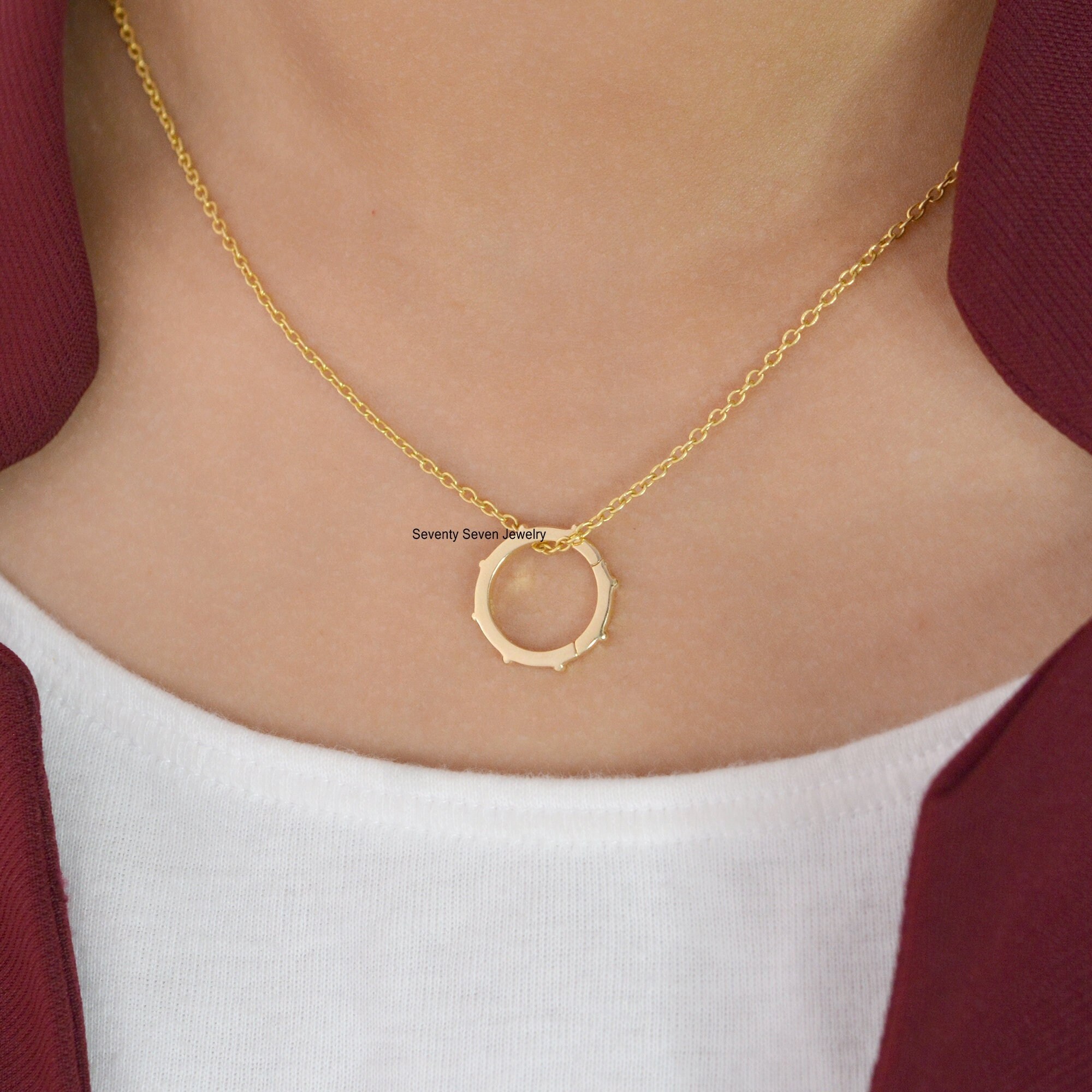14K Solid Gold Round Charm Enhancer - Ball Lock (15*15 MM) - View 2 - Seventy Seven Jewelry | SKU: SSMJH448-14KYG-2026 14K Solid Gold Round Charm Enhancer - Ball Lock (15*15 MM) - View 2 - Seventy Seven Jewelry | SKU: SSMJH448-14KYG-2026
