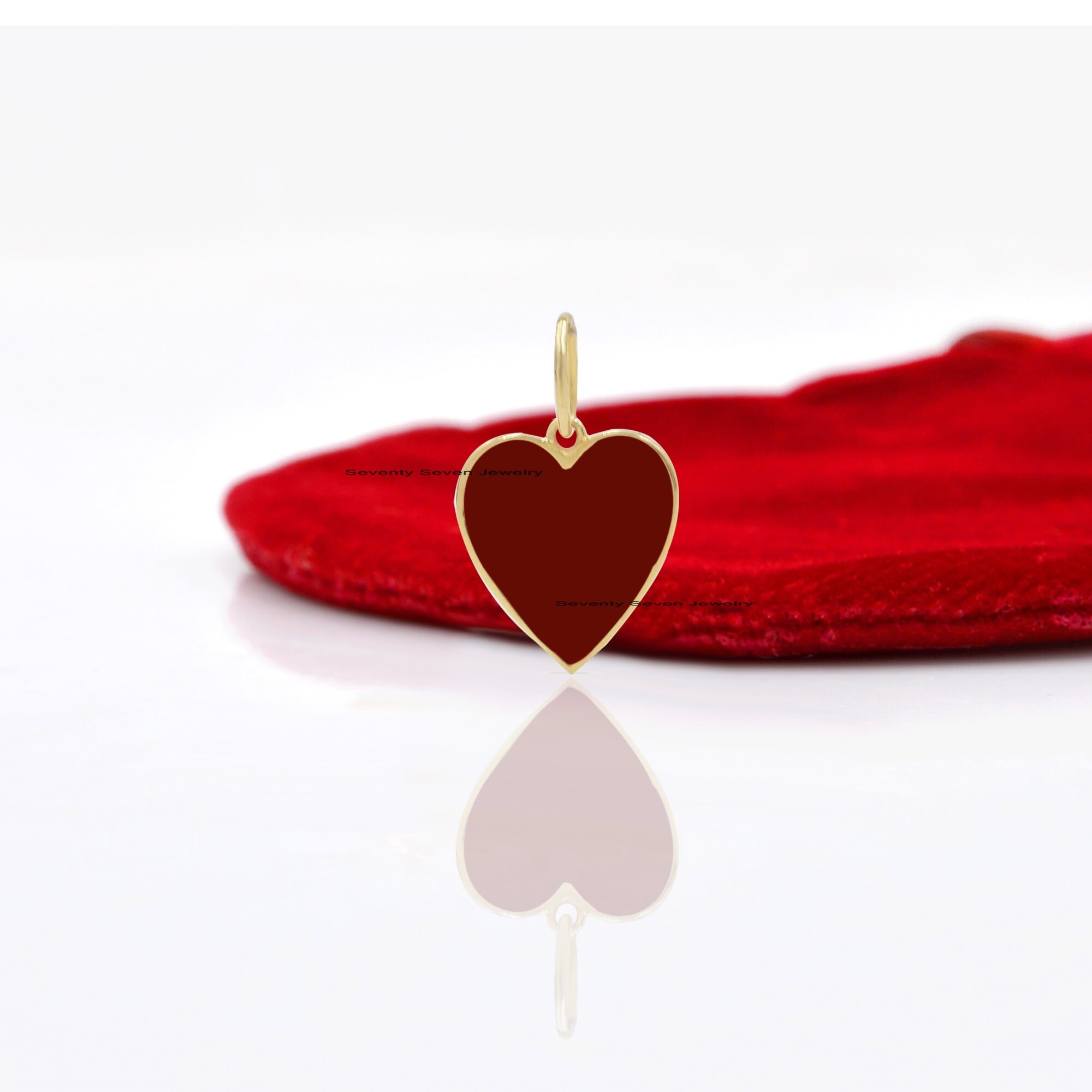 9K Gold Heart Pendant: Enamel Charm Jewelry - View 3 - Seventy Seven Jewelry | SKU: SSMJP507-9KYGELB-21M-2026 9K Gold Heart Pendant: Enamel Charm Jewelry - View 3 - Seventy Seven Jewelry | SKU: SSMJP507-9KYGELB-21M-2026