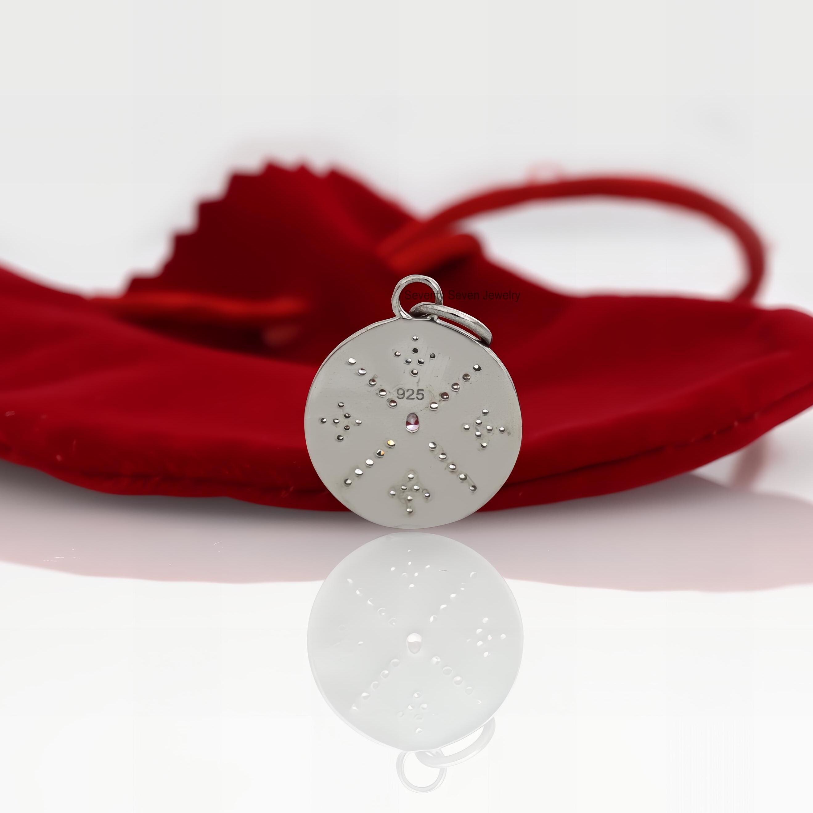925 Silver Round Disc Pendant: CZ Pave Star Charm - View 2 - Seventy Seven Jewelry | SKU: SSMJP429-SLYGCZP-2026