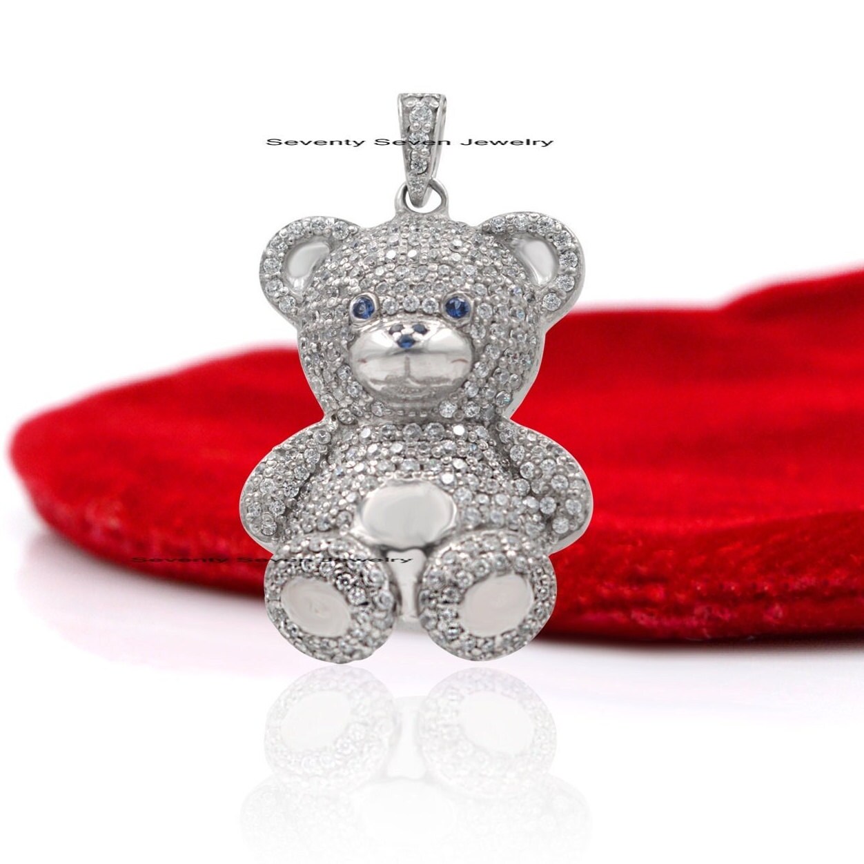 Silver Teddy Charm Pendant, Pave Diamond Bear - View 5 - Seventy Seven Jewelry | SKU: SSMJP105-SLYGDIBSP-2026,SSMJP105-SLYGDI Silver Teddy Charm Pendant, Pave Diamond Bear - View 5 - Seventy Seven Jewelry | SKU: SSMJP105-SLYGDIBSP-2026,SSMJP105-SLYGDI