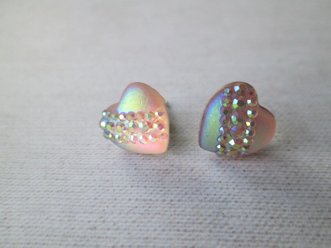 Resin Heart Stud Earrings Heart Earrings Resin Earrings Etsy