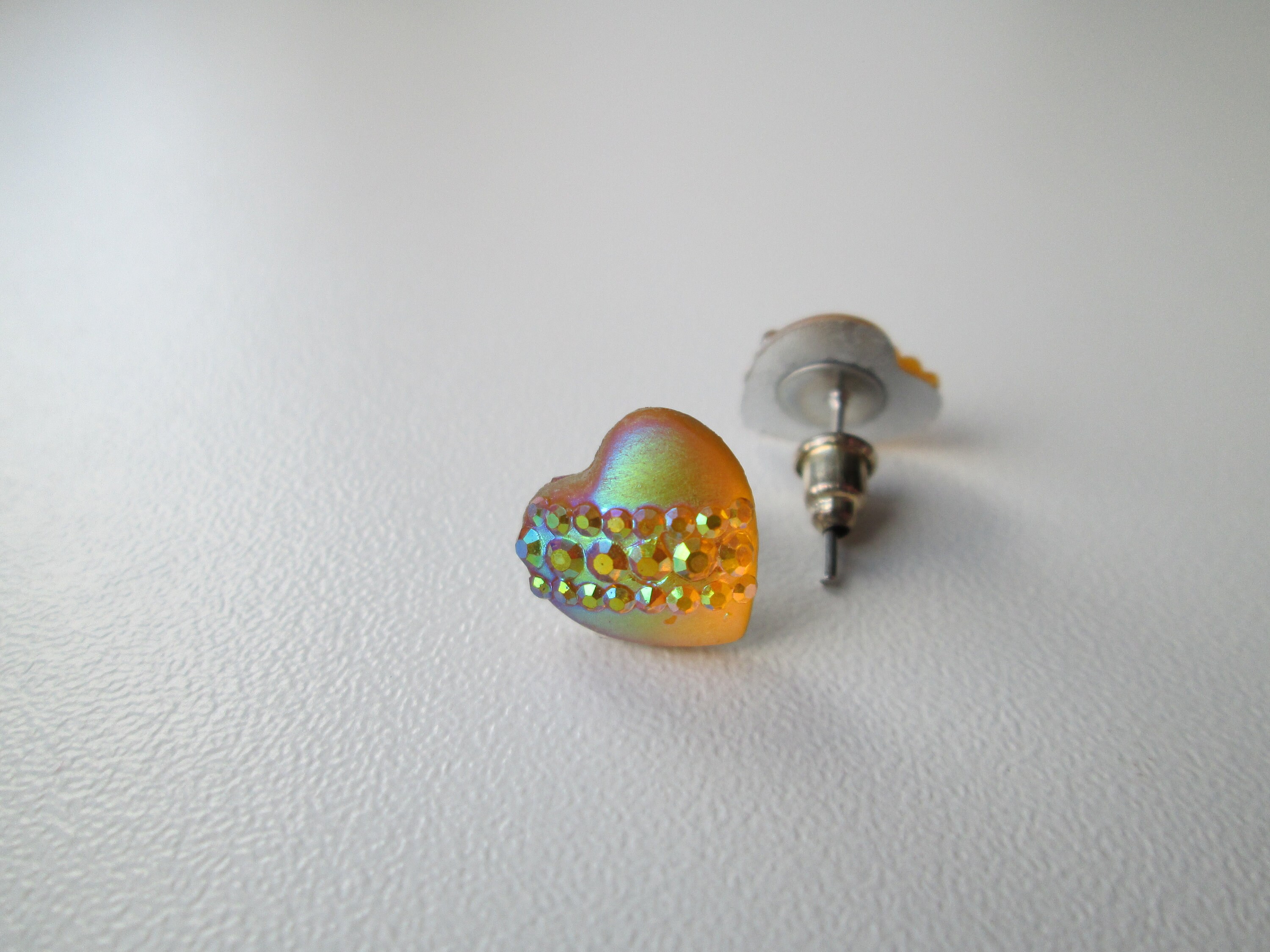 Resin Heart Stud Earrings Heart Earrings Resin Earrings Etsy