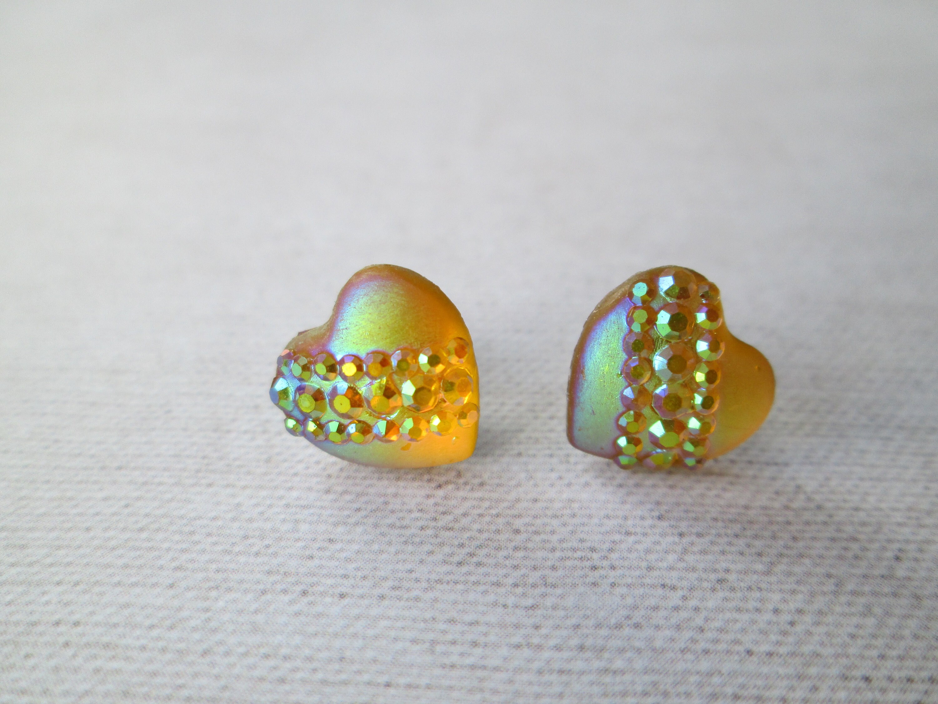 Resin Heart Stud Earrings Heart Earrings Resin Earrings Etsy