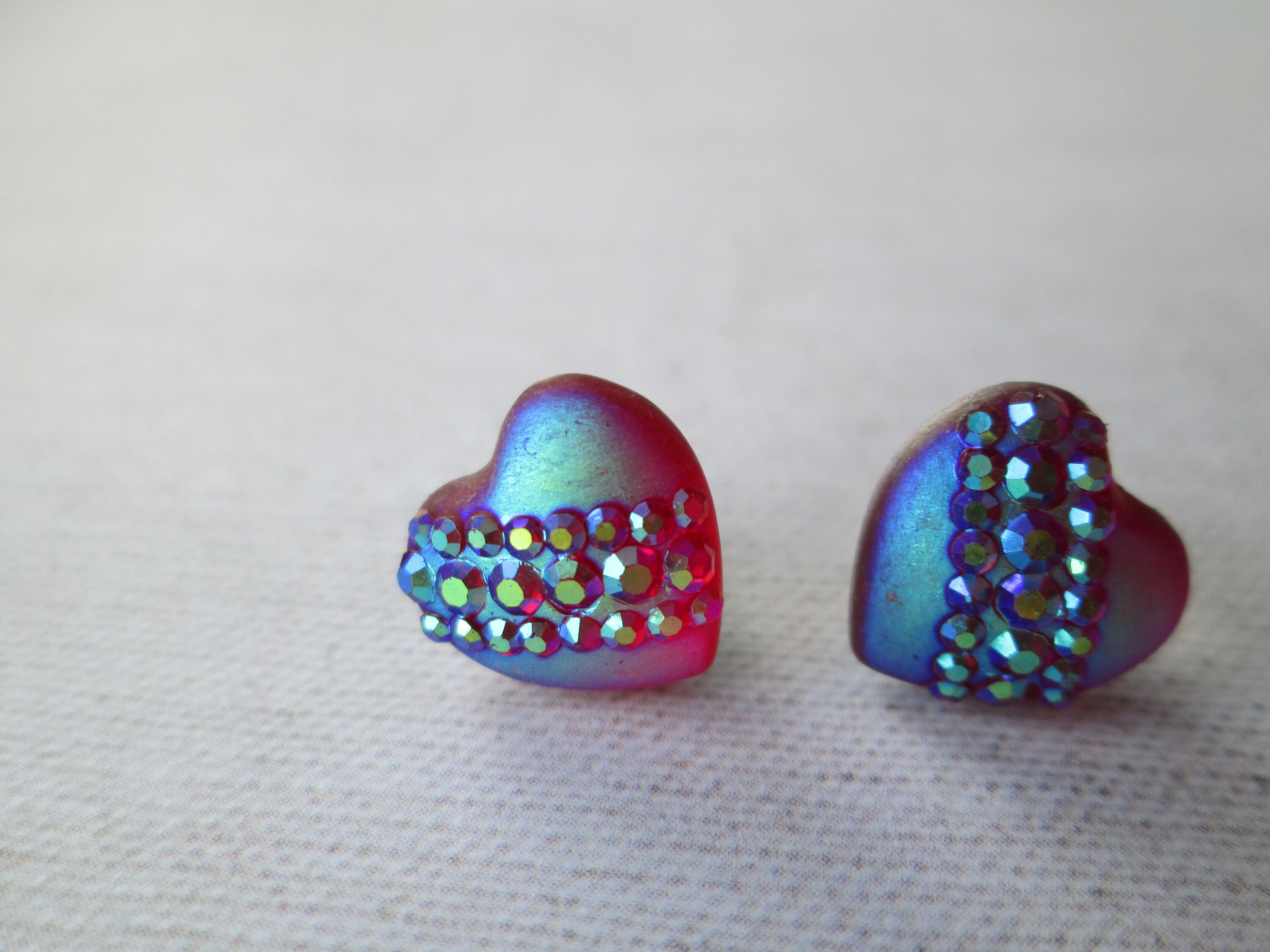 Resin Heart Stud Earrings Heart Earrings Resin Earrings Etsy