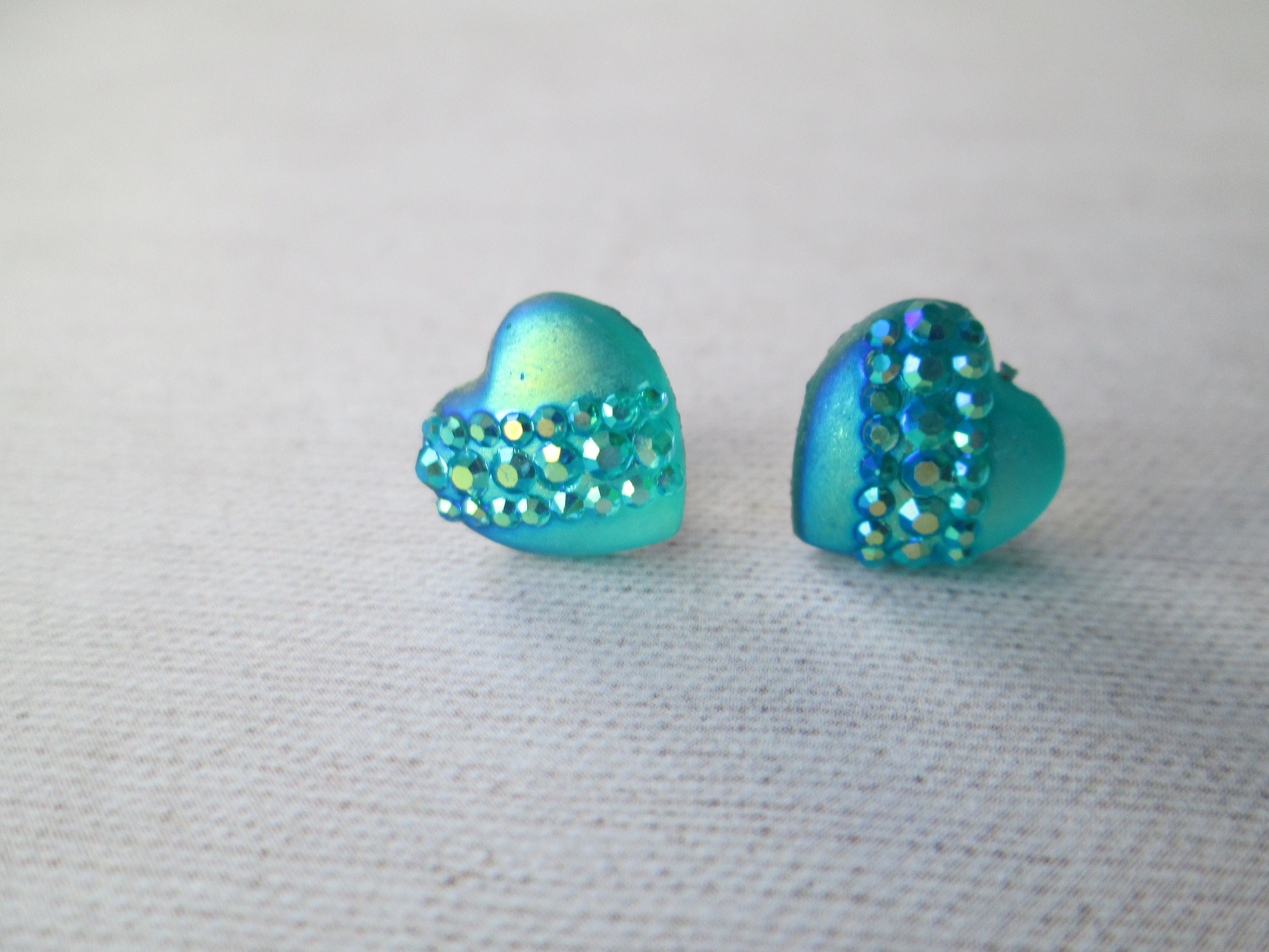 Resin Heart Stud Earrings Heart Earrings Resin Earrings Etsy