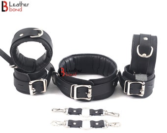 Deep Black, Ankle Barcelona Wrist and Ankle Cuffs Soft Lamb Hide Natural Leather