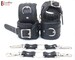 Real Cow Leather Wrist and Ankle Cuffs Collar Restraint Bondage Set Black 6 Piece Padded Cuffs with two connectors 