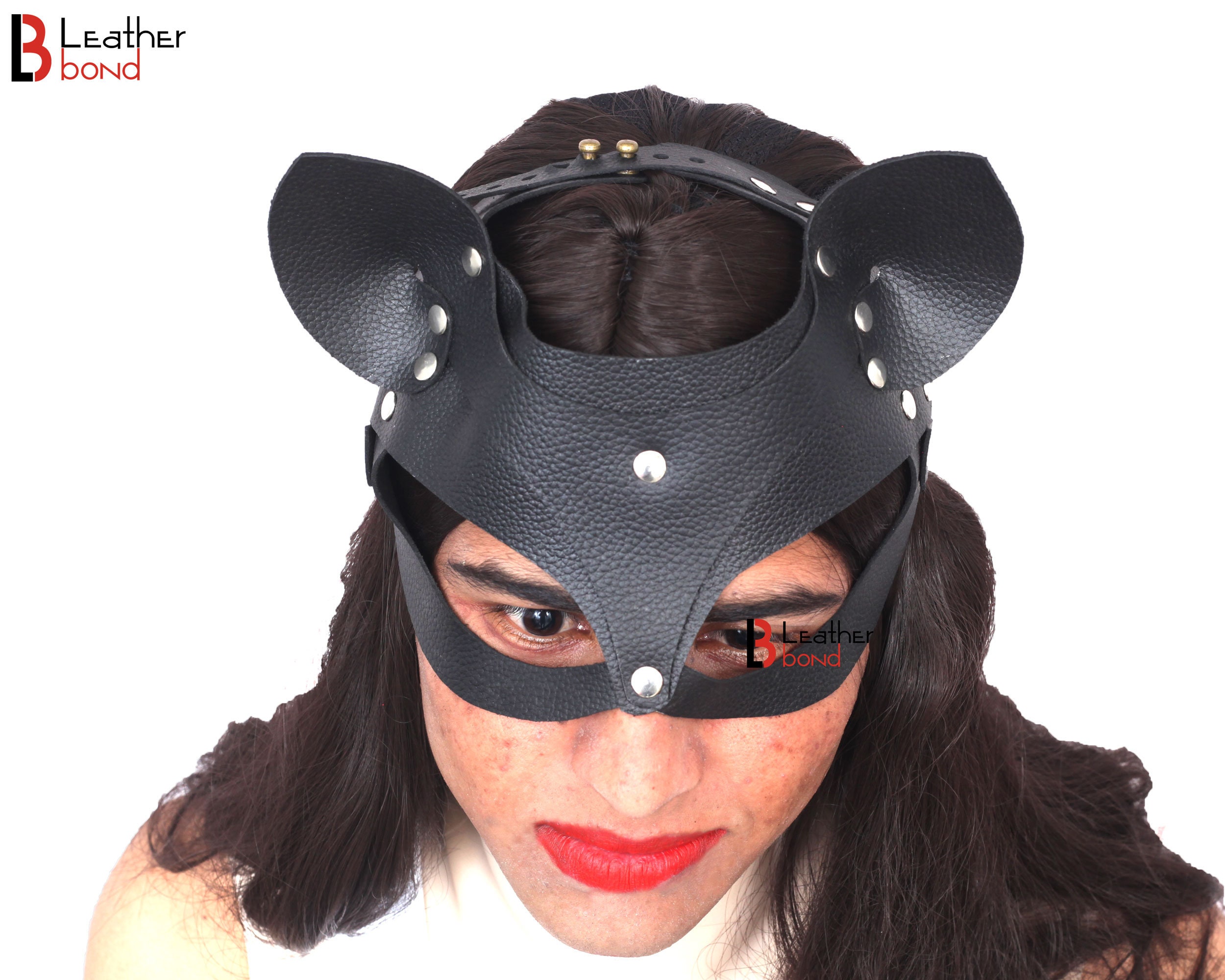 Eye Mask Genuine Cowhide Leather Masquerade Punk Goth Rave 