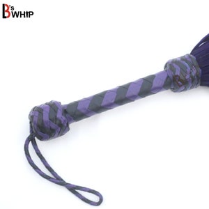 Real Cow Hide Suede Leather Flogger - 25 Falls, Heavy Duty Black Whip By LB's Whip