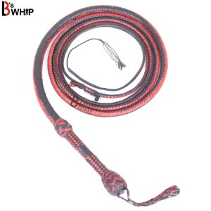 12-Foot Bull Whip - 12 Strand Paracord Overlay, Leather Core, Indiana Jones Style Brown