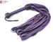 Real Genuine Cow Hide Suede Leather Flogger 50 Falls Purple & Black Heavy Duty Thuddy whip Rounded Falls 