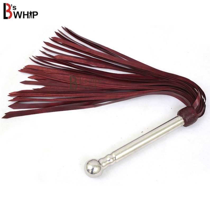 Fully Handmade & Real Genuine Cow Hide Leather Heavy Duty 50 Falls Flogger Steel Handle Stingy Falls 