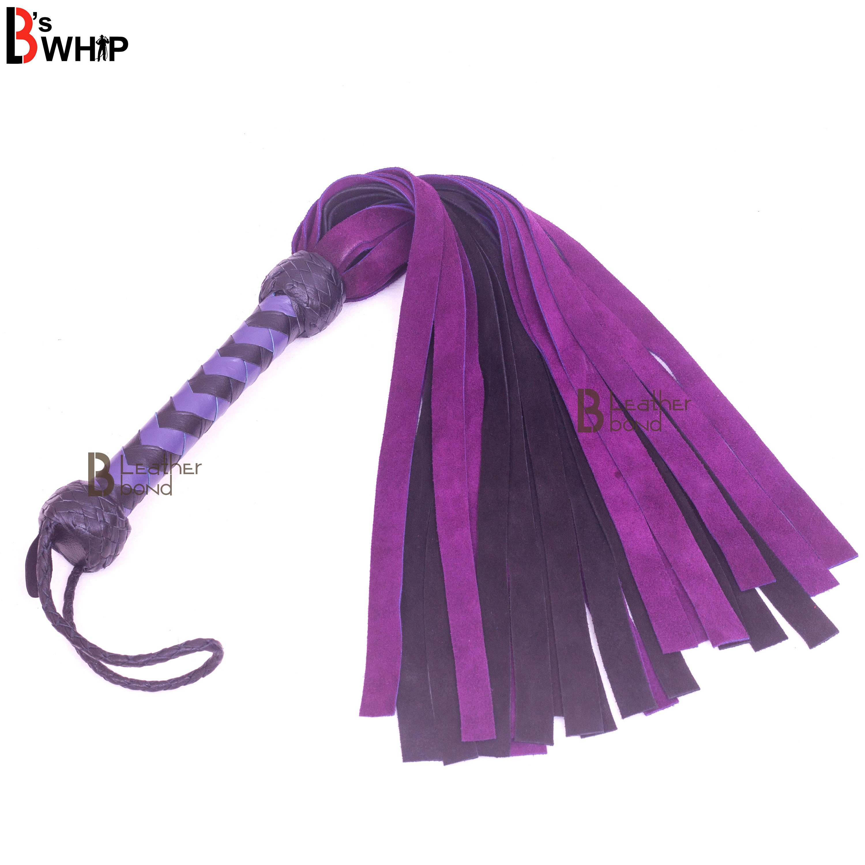 Real Genuine Cow Hide Suede Leather Flogger 25 Falls Purple & Black H…