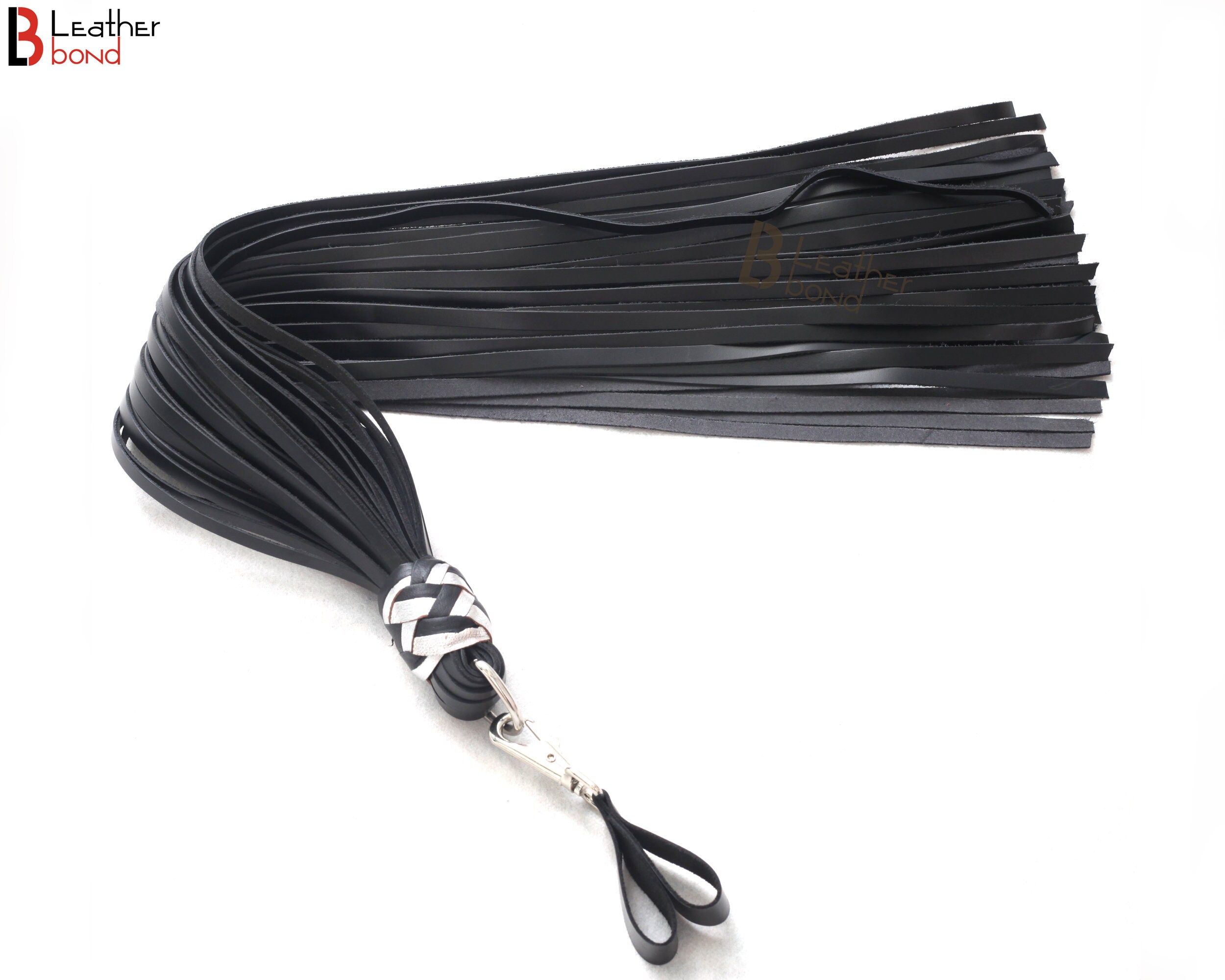 Black Genuine Cow Skin Mild Leather Flogger with 50 thick Tails whip Black Genuine Cow Skin Mild Leather Flogger with 50 thick Tails whip
