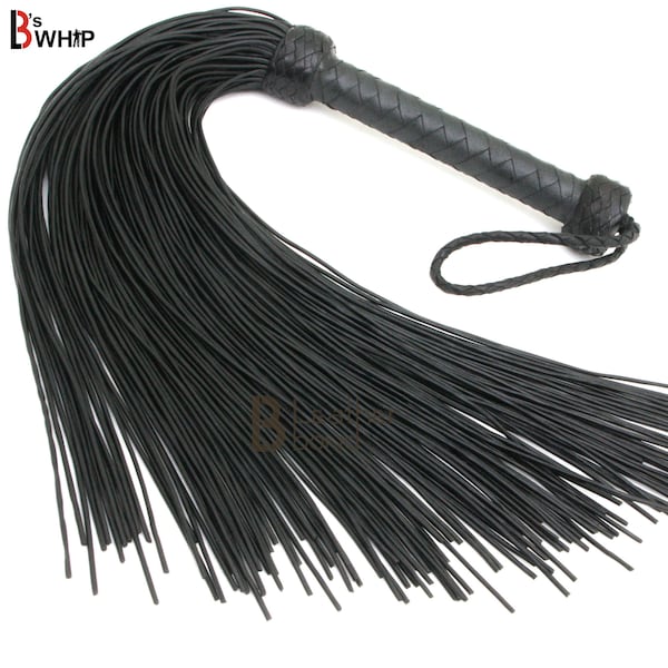 Real Genuine Cow Hide Leather Lace Flogger 100 Falls Black Heavy & Stingy Whip