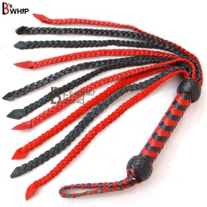 LOCKINK Red & Black Braided Tail Flogger