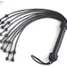 Real Genuine Cow Hide Leather Flogger Cat O Nine Braided Falls Sturdy knots 09 Falls Flogger Black