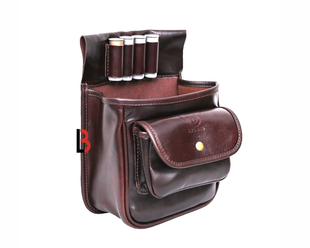 Ammo Box Hulara-Genuine Cowhide Leather Drawstring Shell Pouch