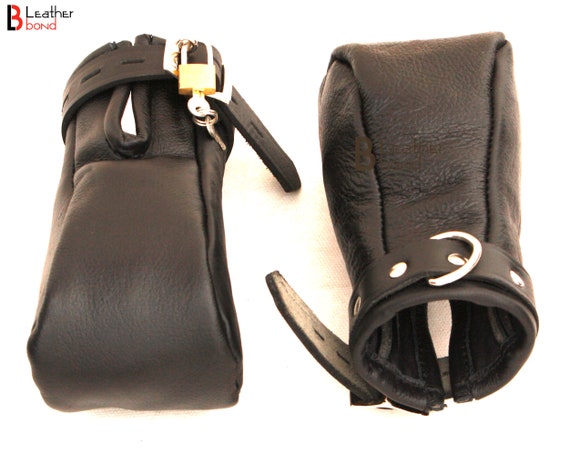 Cow Hide Wrist Gloves Single Glove Restraint Hands in front or back Bondage Cow Hide Wrist Gloves Single Glove Restraint Hands in front or back Bondage