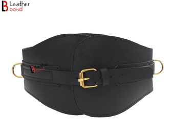 Premium Cowhide Leather Waist Belt Corset Style Fantasy Belt D rings for Waist Cuffs Bondage Belt