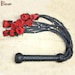 Real Genuine Cow Hide Leather Flogger 9 Braided Falls Heavy Roses & Steel Studs Cat-o-nine Tails