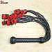 Real Genuine Cow Hide Leather Flogger 9 Braided Falls Heavy Roses & Steel Studs Cat-o-nine Tails 