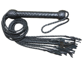 Genuine Real Leather Flogger Bull Hide Leather Flogger whip 09 Braided Falls Cat-o-nine Tails