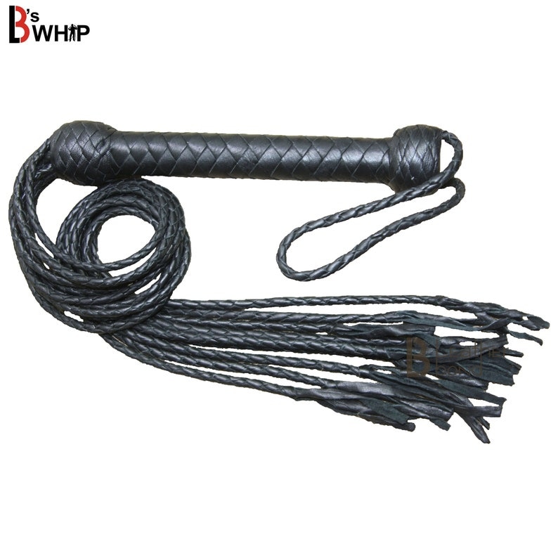 Genuine Real Leather Flogger Bull Hide Leather Flogger whip 09 Braided Falls Cat-o-nine Tails 