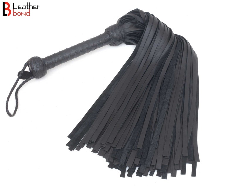 100 Falls Leather Flogger Genuine Cowhide Black Braided Handle BDSM Couples Sex Toy Heavy Duty Thuddy Flog Whip 