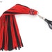 Real Genuine Cowhide Suede Leather Finger Flogger 50 Falls Red & Black Heavy Duty Thuddy Flog whip