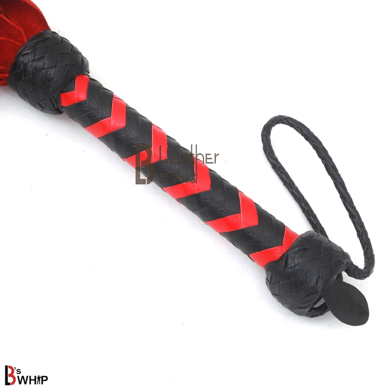 Spank Bicycle Stem Ardour Crafts Real Cowhide Leather Flogger - 25 Tails, Steel Studded Handle (Black) Sex Whip